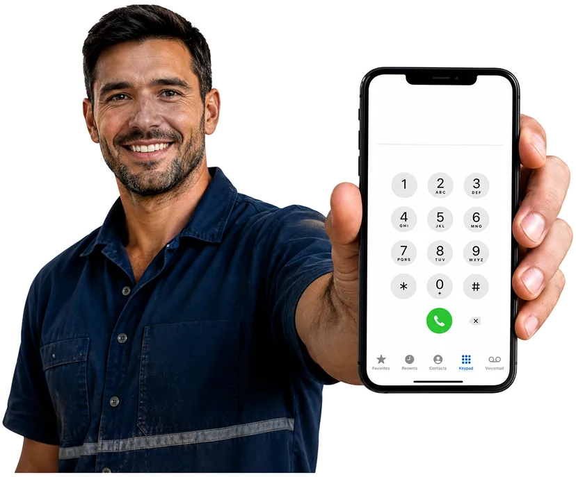 Plumber answering a Liberty Grove enquiry by phone
