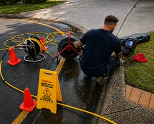 Plumber inspecting a blocked drain in Liberty Grove